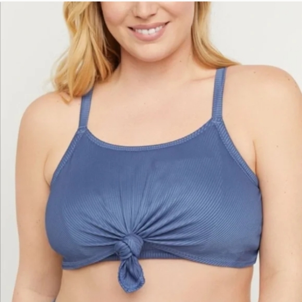 Swimming bikini top knot blue